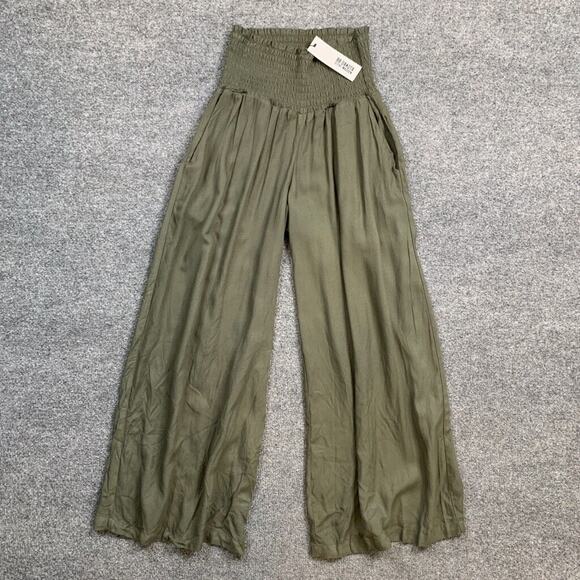 BB Dakota Pants Womens Extra Small Avocado Steve Madden Wide Leg Resort Trouser - Picture 2 of 13